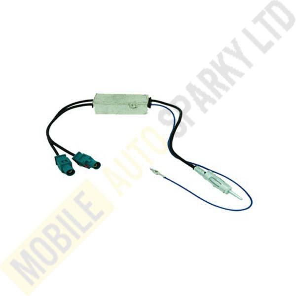 BST-006 Double Fakra Male to Standard Male Aerial Adaptor with Active for New Model (Volkswagen & Audi etc)